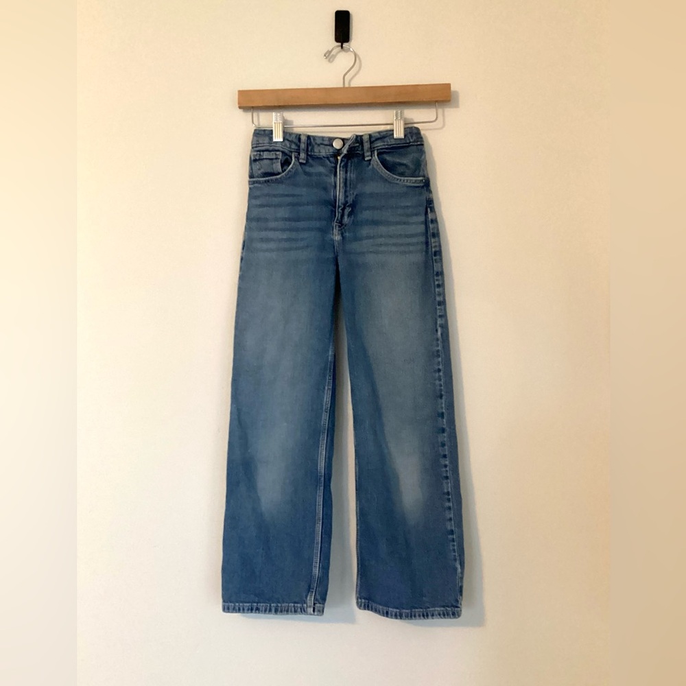 H&M Girls Wide Leg Flattering Denim Blue Jeans Size 8